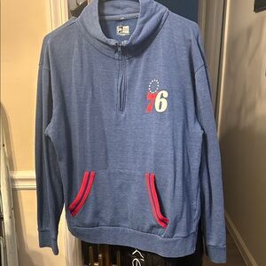 76’ers New Era Men's Blue and red half zip pullover.